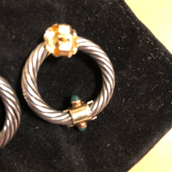 David Yurman 14K Sterling Gemstone Cable Earrings - Picture 5 of 12